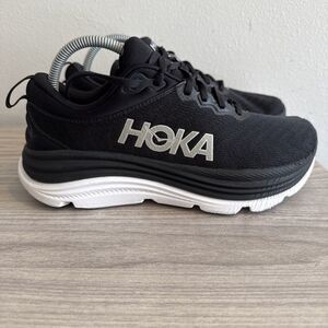 Hoka One One Womens Gaviota 5 1134235 BWHT Black Running Shoes Sneakers Size 8.5